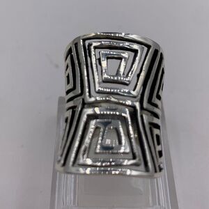New solid 925 sterling silver,  large statement ring ,geometric, sz 7